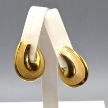 Napier Enamel Swoop Earrings, Vintage Gold Tone Adjustable Clip Ons in B... - £39.75 GBP
