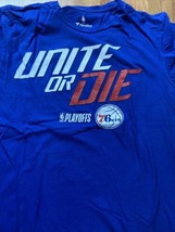 Philadelphia 76ers Adult Medium Blue Cotton NBA Shirt Unite Or Die - £10.35 GBP
