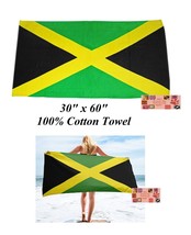 Jamaica Jamaican Country Flag Banner 30x60&quot; Cott​On Bath Pool Beach Towel Wrap - $21.99