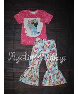 NEW Boutique Bluey Bleached Shirt Girls Bell Bottom Outfit Set Valentine... - £4.71 GBP+