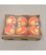 Christmas Ornaments Silk Gold Red Pack of 6 New Vintage Style - £7.47 GBP