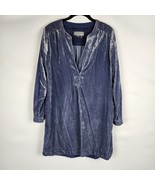 ANTHROPOLOGIE Women&#39;s Gray Blue Crushed Velvet Oversize Dress XS - £24.20 GBP