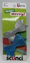 Scunci Christmas Hair Clips 2pcs (Silver &amp; Blue) 53588-P - $9.89
