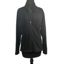 Eddie Bauer Womens Size Medium Fleece Jacket Black Pockets - £11.98 GBP