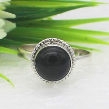 925 Sterling Silver Natural Black Tourmaline Ring Handmade Birthstone Jewelry - £28.32 GBP