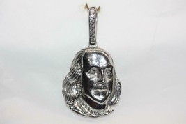 Fine 18K White Gold Diamond Accent Benjamin Franklin&#39;s Face Pendant Charm 17.0Gr - £1,443.07 GBP