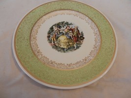 Vintage Colonial Couple Dancing Plate from Royal China Inc. Light Green  - $40.00