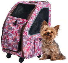 Petique Pink Camo 5-in-1 Pet Carrier for Small Dogs, Cats, and Small Animals Und - £127.17 GBP