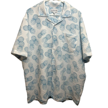 Saddlebred Button Front Shirt Mens XL Crinkle Texture Pineapple Short Sleeve - £7.11 GBP