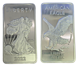 1 TROY OUNCE/OZ .999 Pure Precious Metal Walking Liberty Eagle  Zinc Bar Silver  - £10.26 GBP