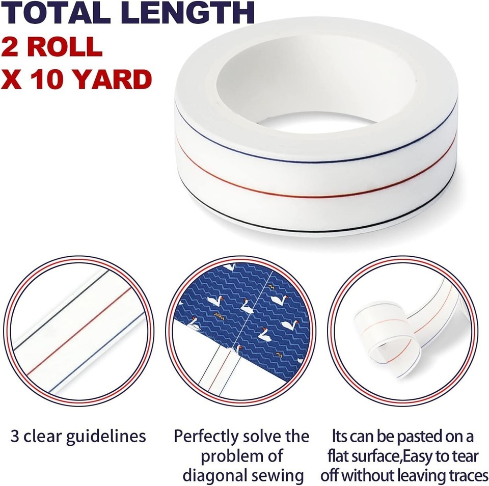 1/4" Seam Diagonal Seam Tapes - 10Yard Each Roll Sewing Basting 2 Pack Item image 4