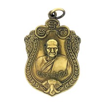 Phra Lp Ngern Famous Monk Talisman Thai Amulet Magic Vintage Brass Gold Pendant - £11.15 GBP