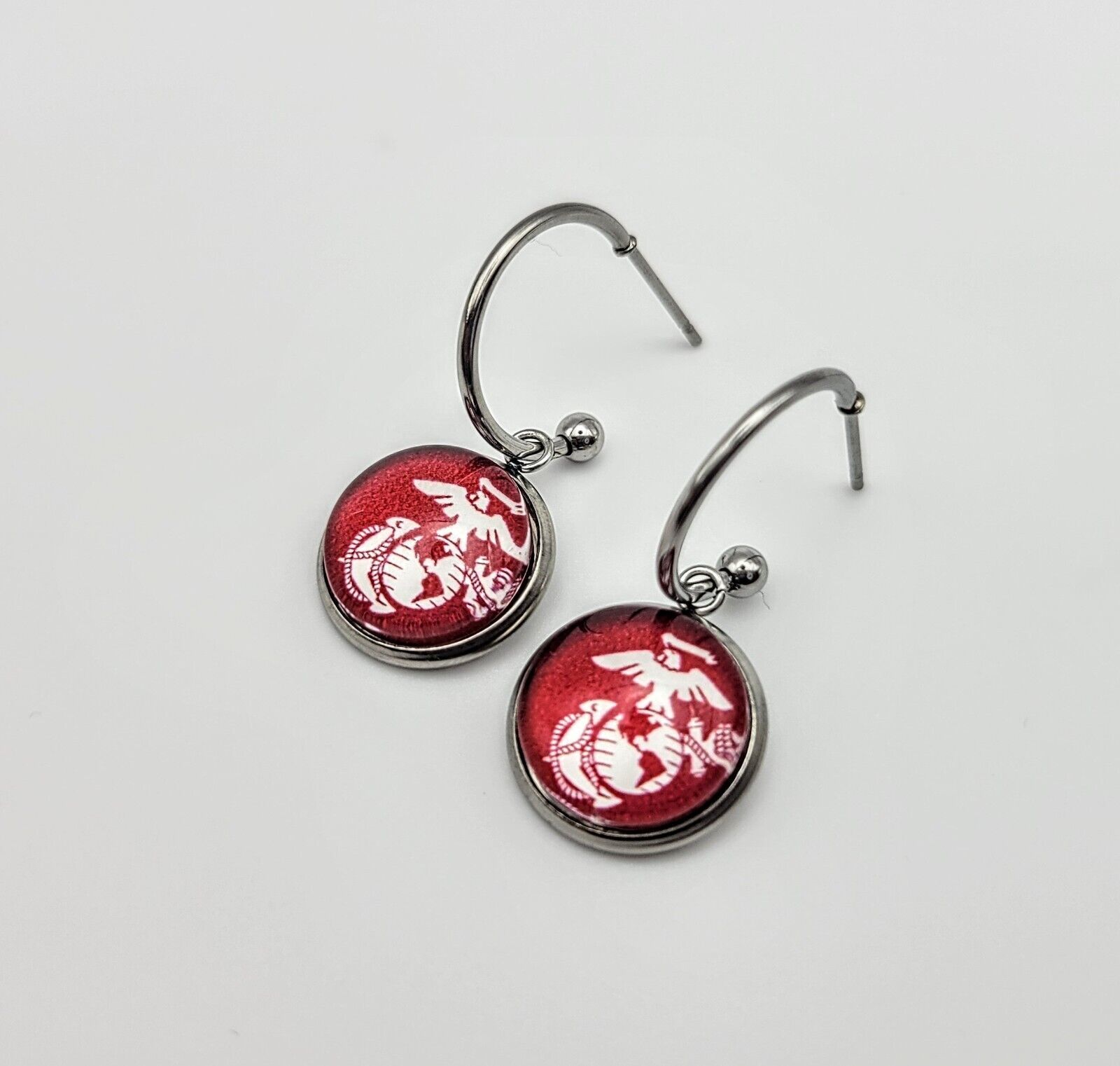 Red Marine Corp Fashion Stainless Steel Stud Hoop Earring - £15.86 GBP