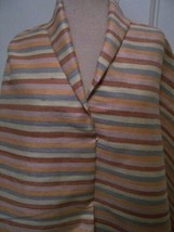 3yds Rust Grey Off Wht Lt Pink Saffron 1/3 ” Stripes Raw Silk Suit Fabric - £34.72 GBP