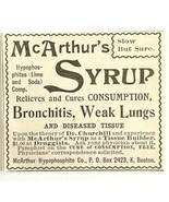 McArthur&#39;s Syrup Lung Medicine 1894 Advertisement Victorian Consumption ... - $19.99