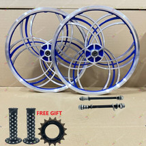 Pair of 20&quot; Bicycle Mag Wheels Set 6 SPOKE BLUE FOR GT DYNO HARO any BMX... - £88.01 GBP