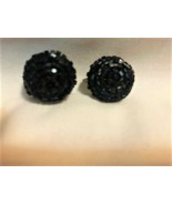 Vintage Miriam Haskell Black Screw-Back Earrings - £57.44 GBP