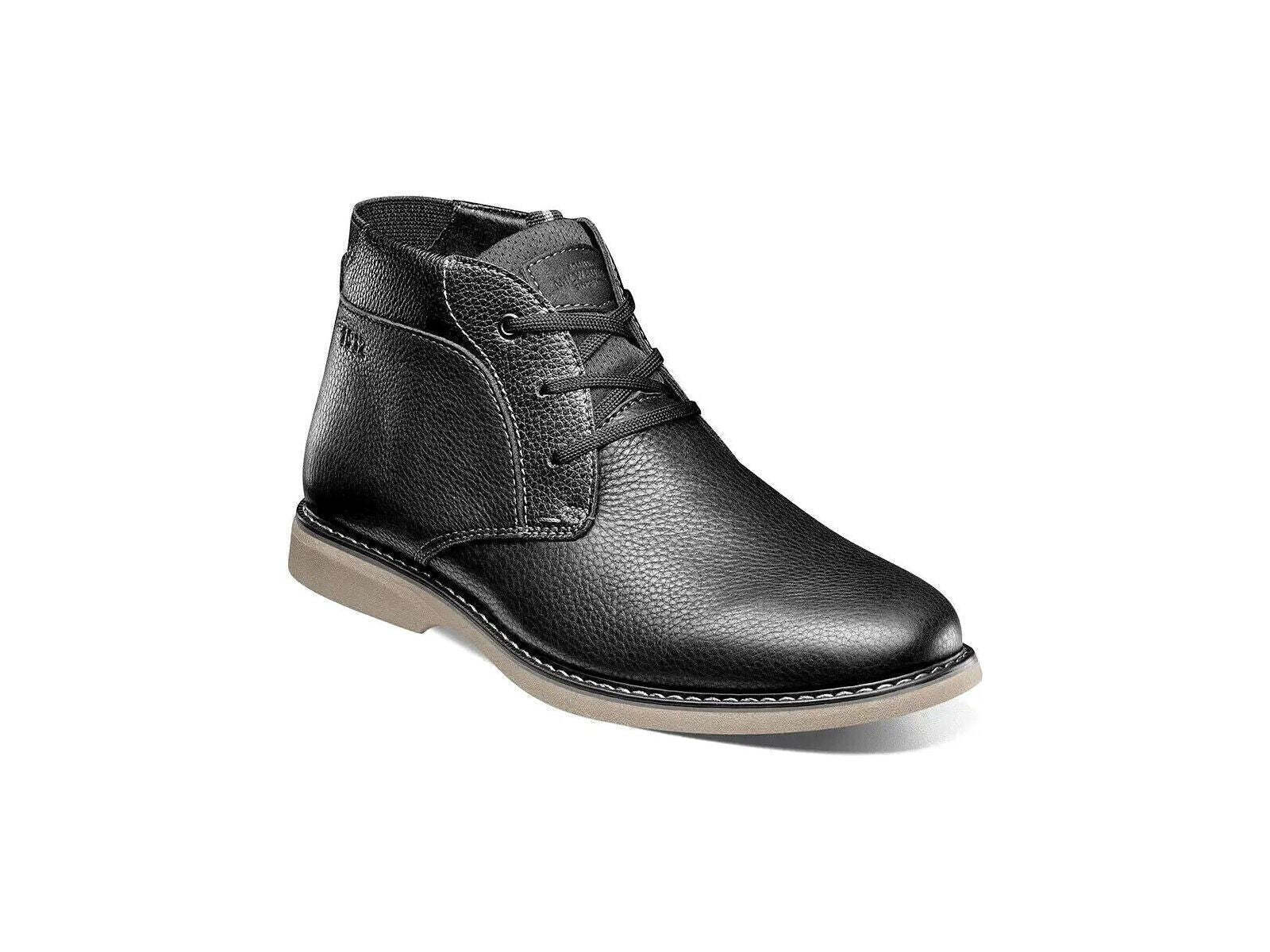 Men's Nunn Bush Otto Plain Toe Chukka Boot Casual Black Tumbled 84987-007