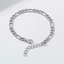 Simple Figaro Flat Chain Bracelets for Women, Gold Color Stainless Steel Wrist J - £12.38 GBP