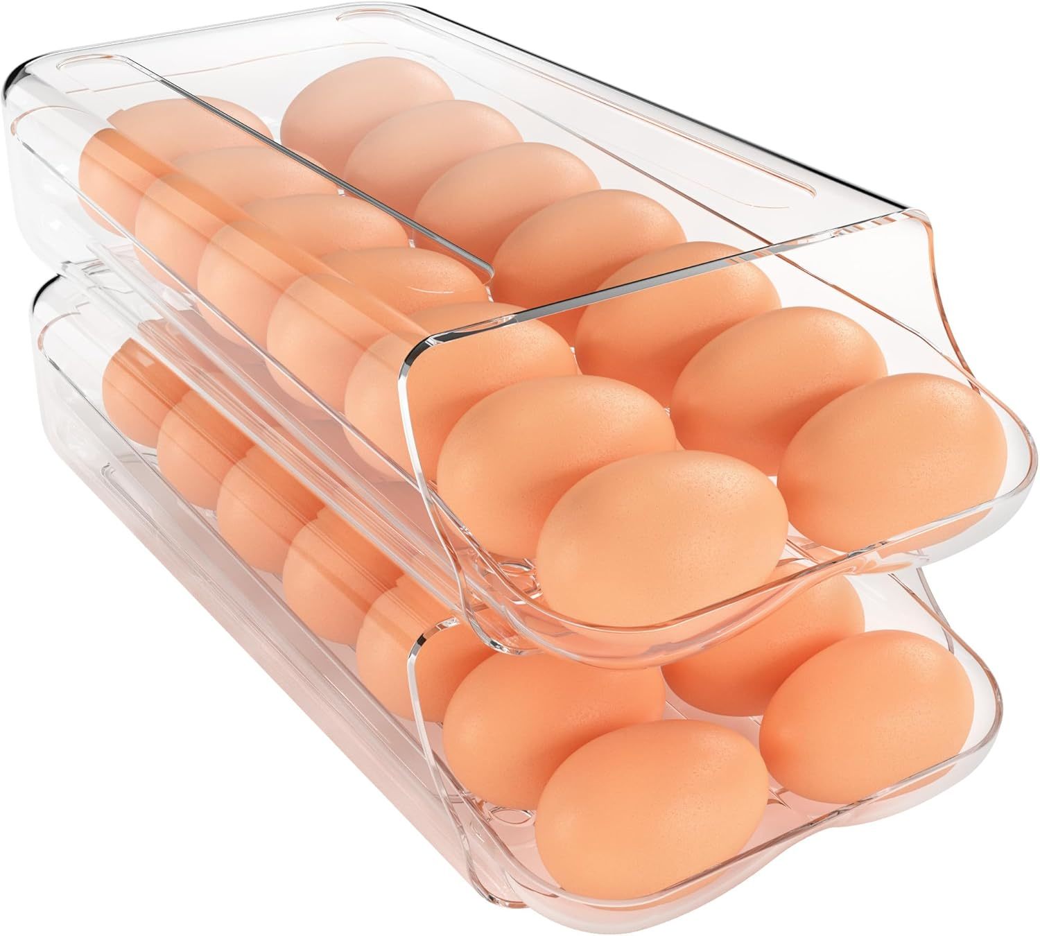 Theaoo Egg Holder For Fridge, Automatic Rolling Egg Container For, 2Pack - $37.96