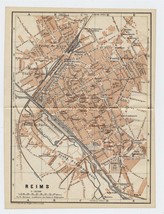 1909 Antique City Map Of Reims Rheims / Marne / France - $26.01