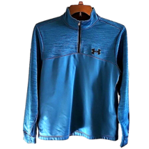 Medium Mens Under Armour Turquoise Teal Blue 1/4 Zip Coldgear Pullover Jacket - £25.74 GBP