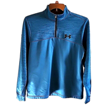 Medium Mens Under Armour Turquoise Teal Blue 1/4 Zip Coldgear Pullover Jacket - £24.45 GBP