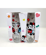 Mickey Mouse &amp; Minnie Mouse Stemless Flute Glasses Hearts Kisses Disney ... - £13.32 GBP