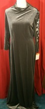 Adrianna Papell Boutique Evening Gray Velour Embroidered Maxi Dress 14 N... - $41.87