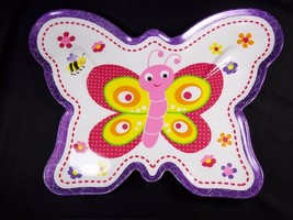 Heavy melamine plate with purple glitter rim BUTTERFLY - $5.75