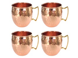 4 Moscow Mule Hammered Pure Copper Mugs / Cup, 16 Ounce, Set of 4 - £25.22 GBP