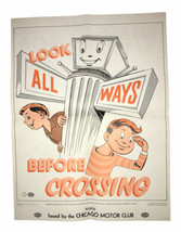 AAA Chicago Motor Club “Look Before Crossing” 2 Sided Safety Poster 1966 - $40.84