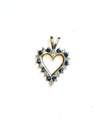 Sapphire &amp; Diamond Heart 10K Yellow Gold Pendant - £63.11 GBP