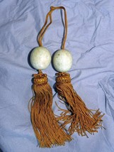 Antique/Vintage Asian Eggshell-Color Marble Scroll Weight w/Tassels - $45.99