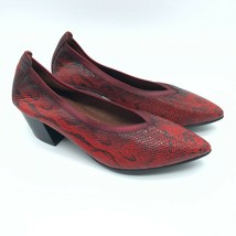 Hispanitas Block Heels Pointed Toe Slip On Faux Snakeskin Red Size 36 US 6 - $43.39