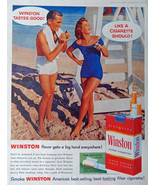 Winston Cigarettes, Vintage Ad. man and woman on beach - £13.37 GBP