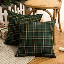 Pack of 2 Christmas Plaid Decorative Throw Pillow Covers Scottish Tartan... - £41.31 GBP