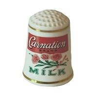 Franklin Mint Porcelain Thimble Figurine 1980 advertising Carnation Milk... - $17.77