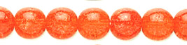 8mm Czech Round Druk Glass Beads, Transp Orange Crackle 16in, 52 - $5.50