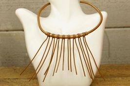 MCM Hand Crafted Metal Brutalist Jewelry Copper Torc Fringe Necklace Choker - $74.24