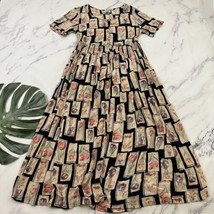 Jasmine Womens Vintage 90s Maxi Dress Size M Black Cream Floral Crinkle ... - $34.64