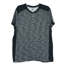 Rock &amp; Republic Mens Black Heather Cotton Henley Short Sleeve Shirt Size XL - £8.64 GBP