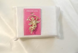 Holiday Lane Gold-Tone Crystal Valentine&#39;s Day Cherub Pin L877 $24 - £8.24 GBP