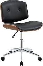 Acme Camila Faux Leather Tufted Swivel Office Chair In Black And Walnut - £110.23 GBP