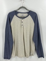 Lucky Brand Raglan T Shirt Mens Size XXL Gray Blue Softest Knitwear Henl... - £23.23 GBP
