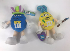 Lot Of 2 Galerie M&amp;M Character 10” Plush Bunny Rabbit Ears Easter Blue Y... - £29.07 GBP