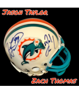 JASON TAYLOR &amp; ZACH THOMAS AUTOGRAPHED SIGNED MIAMI DOLPHINS MINI HELMET... - $272.73 CAD