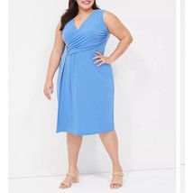 Lane Bryant Faux Wrap Dress Womens Size 18/20 Periwinkle Blue Sheath Str... - $23.76