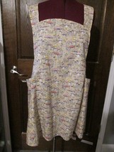 Pink Adorable Mushrooms Pinafore cotton Apron Dress with Pockets Handmade OOAK - $39.60