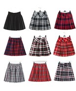 Genetic Women`s Plaid School Uniforms Elasticated Pleated Skirt 14 Colors 2 S... - $23.75